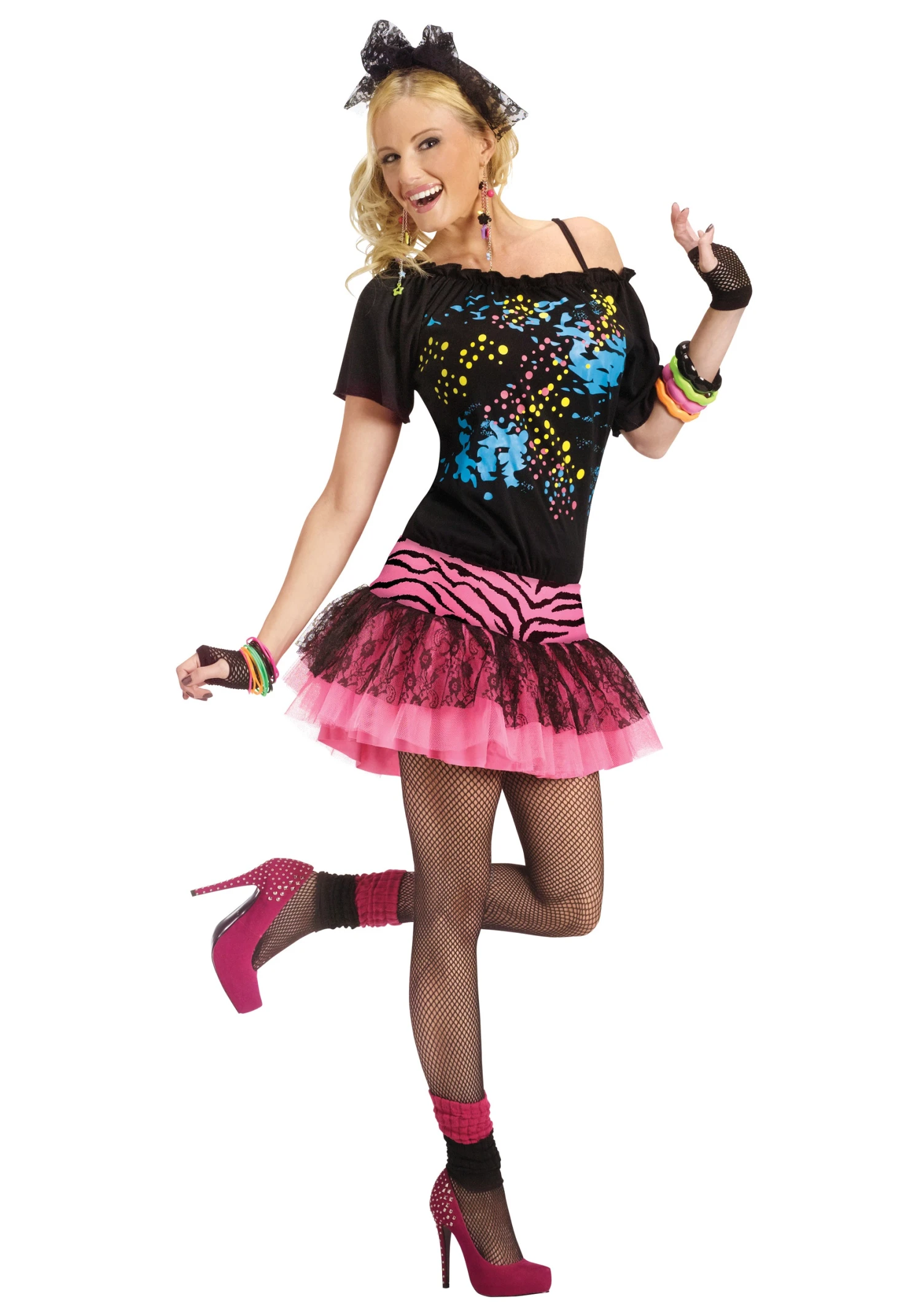 Fun World Adult 80s Pop Party Costume 1 Fun World Adult 80s Pop Party Costume
