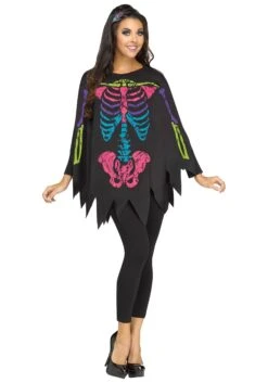 Fun World Color Bones Adult Poncho Costume