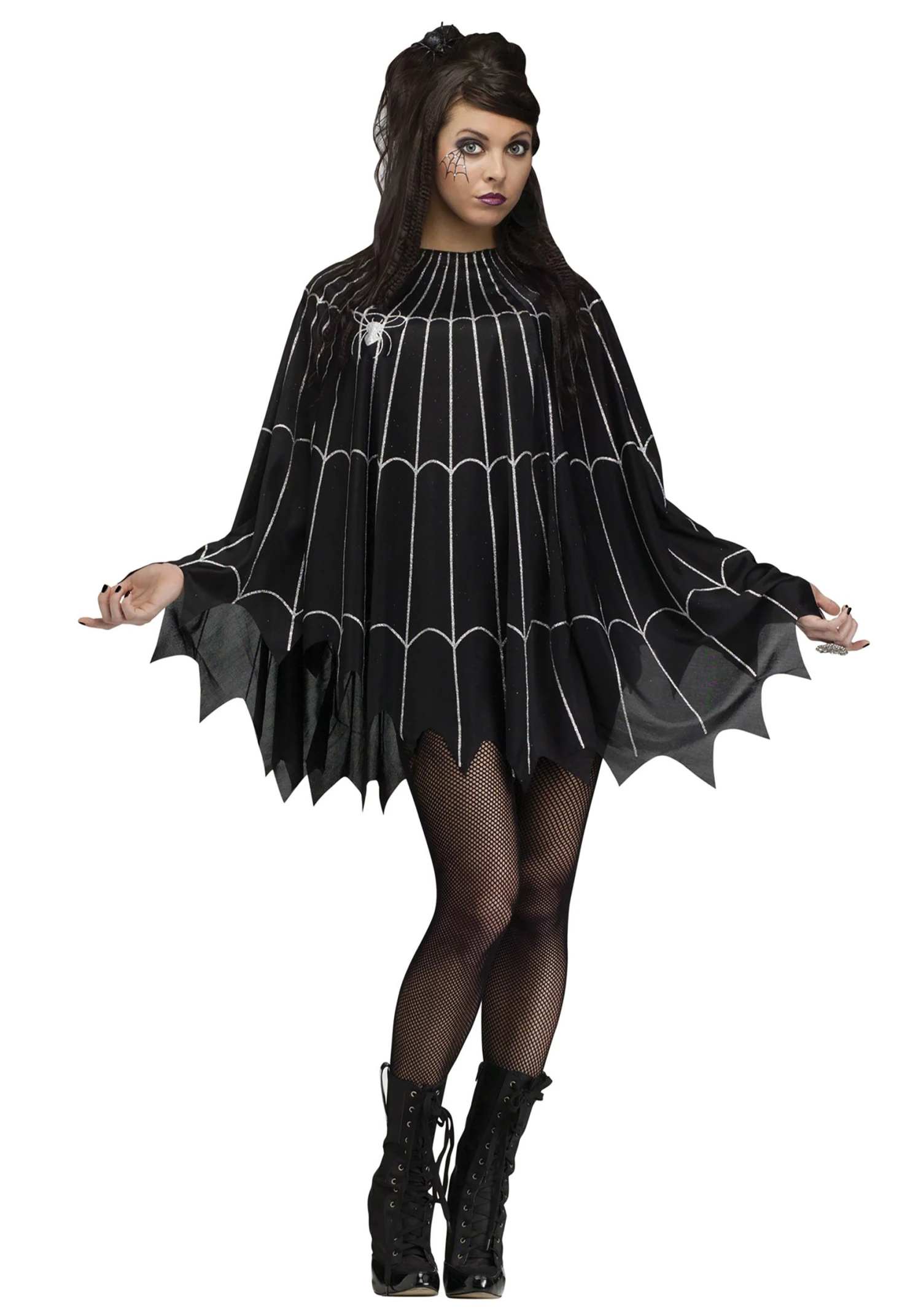 Fun World Spider Web Poncho Costume For Adults 1 Fun World Spider Web Poncho Costume For Adults