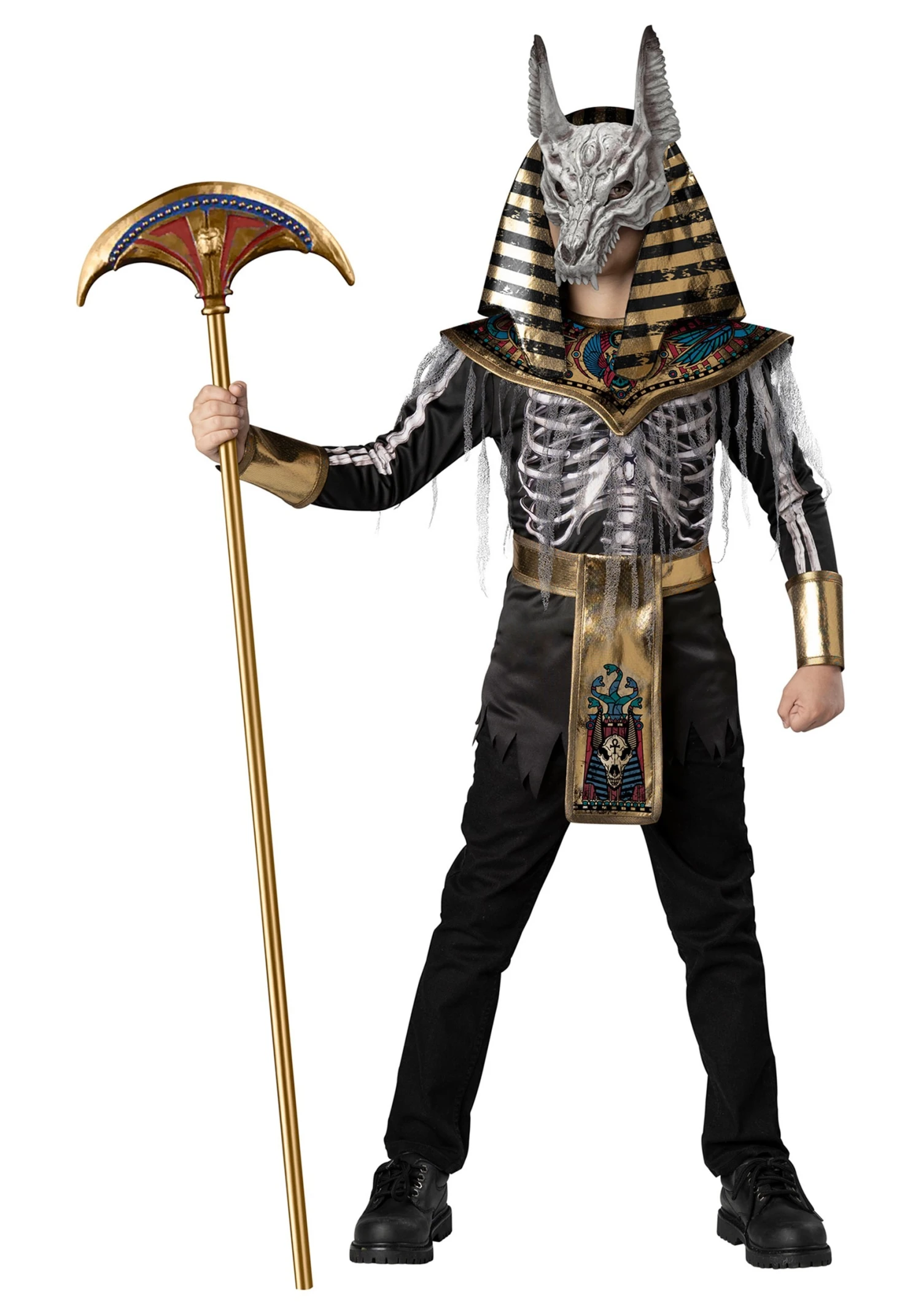 Fun World Boys Anubis Skeleton Warrior Costume 1 Fun World Boys Anubis Skeleton Warrior Costume