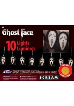 Fun World String Of 10 Ghost Face Lights Decoration -Fun Halloween Costumes ghost face string lights 10 alt 2