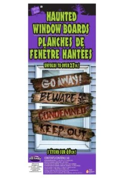 Fun World Haunted Warnings Window Boards Decoration -Fun Halloween Costumes haunted window boards w words alt 2