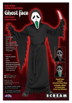 Fun World Light Up Fade Mouth Ghost Face Costume For Kids -Fun Halloween Costumes kids light up fade mouth ghost face alt 3