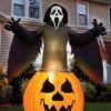 Fun World 6FT Light Up Inflatable Ghost Face Halloween Pumpkin Decoration