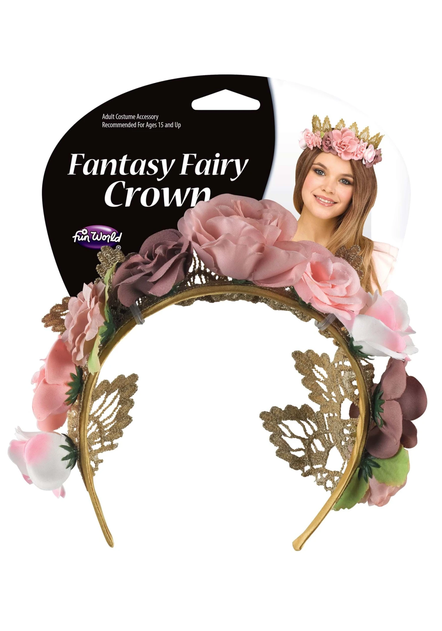 Fun World Fairy Rose Gold Floral Crown 2 Fun World Fairy Rose Gold Floral Crown - Image 2