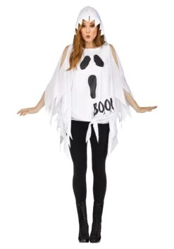 Fun World Glitter Ghost Poncho Costume For Women