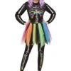 Fun World Rainbow Foil Skeleton Costume For Women