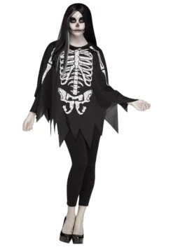 Fun World Women's White Bones Poncho Costume